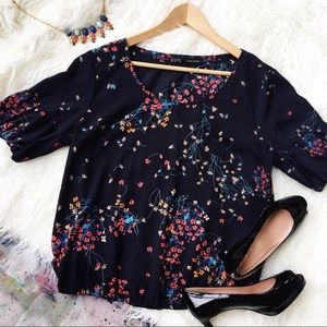 Zara Basic Puff Sleeve Floral Blouse